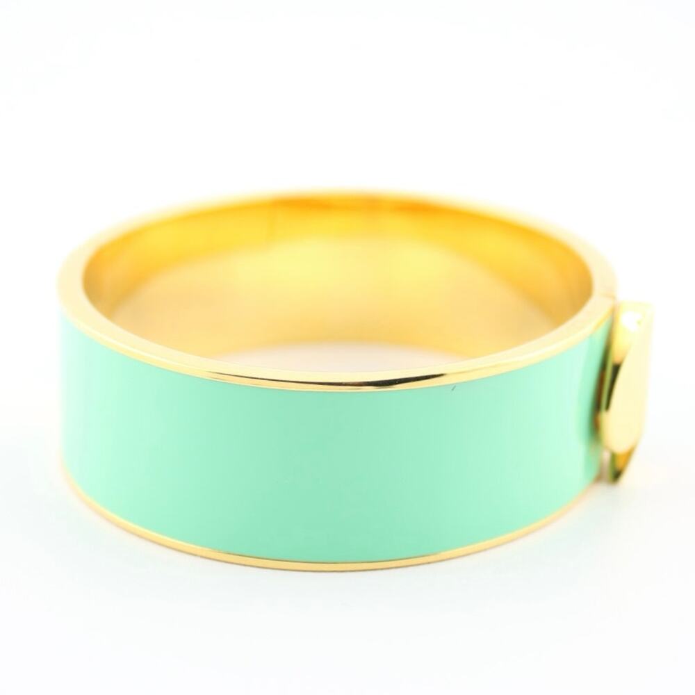 Kate Spade New York Heritage Spade Mint Enamel Gold Bangle Bracelet - Picture 3 of 9